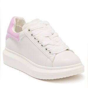 Steve Madden Charlie Women's Fashion Sneakers White/Pink Size 8.5 M EUC